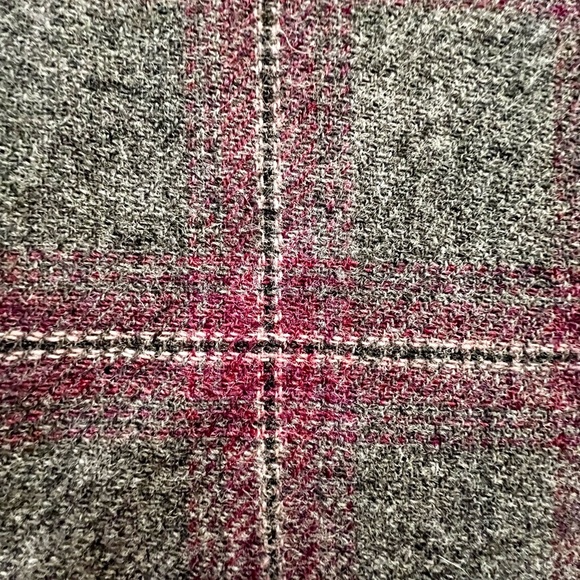 Talbots Wool Blazer Coat Gray Pink/Lavender 2P Plaid Front Pockets - Picture 5 of 6